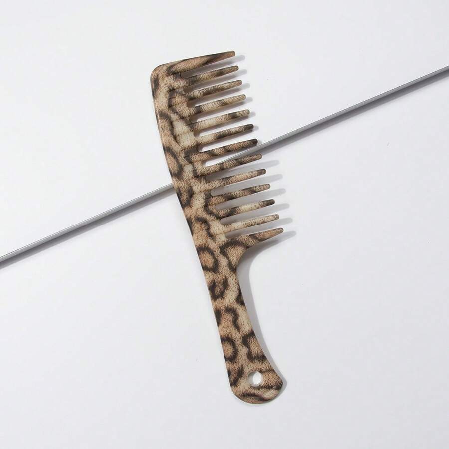 10pcs Water Transfer Marble Pattern Wide Tooth Combs, Leopard & Heart Pattern, Portable Easy To Clean Hair Combs, Suitable For Travel, Home Vanity, Daily Use, Salon Hair Styling Tools, Valentine's Day Gift For Girlfriend, Back To School Essential, Autumn Decor - Multicolor - View 1
