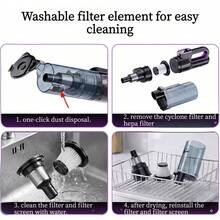 16000PA Handheld Vacuum Cleaner, 11.1V Cordless, With Crevice Nozzle And Washable Filter, Suitable For Car, Home, Office And Pet Hair Quick Cleaning, Equipped With 2500MAH Battery - Multicolor - View 3