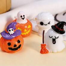 1 Set (4pcs) Pumpkin Ghost Cartoon Shaped Halloween Series Cartoon Mini Figurines, Suitable For Halloween Desktop DIY Scene Decoration - Car Ornament - View 6