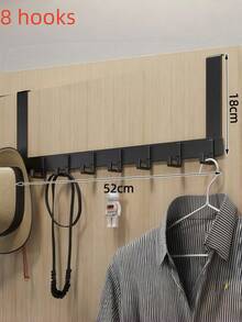 1pc Heavy Duty No-Drill Door Hook Rack, Suitable For Hanging Clothes, Bathrobes, Hats, Towels, Bathroom Storage, 7-Hook Wall-Mounted Coat Rack, Suitable For Door, Kitchen, Bathroom, Bedroom, Home Decor, Kitchen Accessories, Bathroom Decor, Bedroom Decor, Wall-Mounted Storage Rack, Kitchen Storage Rack, Key Rack, Bag Rack, Wall-Mounted Coat Rack - Black - View 12