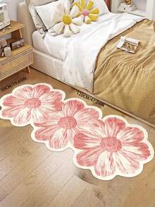 1pc Pink & White 3-Flower Area Rug, Living Room Decor, Bedroom Decoration, Home Casual Carpet, Decorative Rug, Small Rug, Carpet, Home Decor, Living Room Carpet, Living Room Small Rug, Bedroom Carpet, Living Room Home Decor, Outdoor Rug, Fleece Rug, Plush Rug, Autumn/Winter Rug, Thick/Fluffy, Washable Carpet - Multicolor - View 10