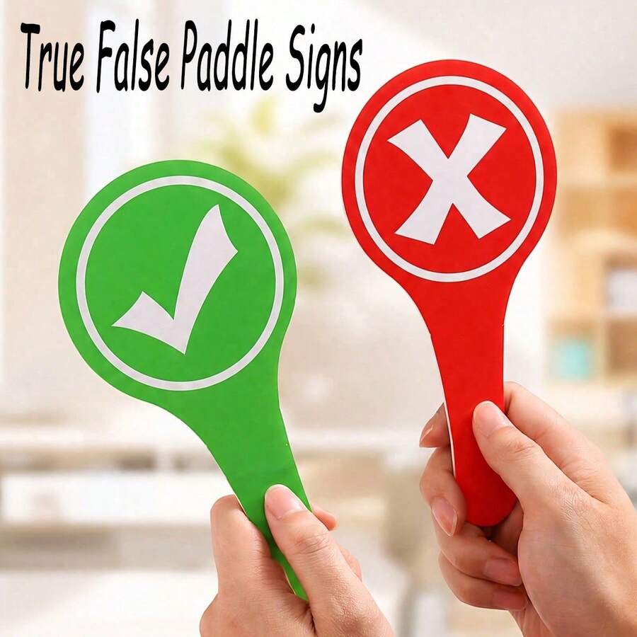 12PCS True/False Handheld Answer Paddles, High-Value Eye-Catching Color, Lightweight And Easy To Grip, Suitable For Classroom Interaction, Competition Q&A, Team Building Quiz, Can Be Used As Christmas Activity Props, Interactive Games