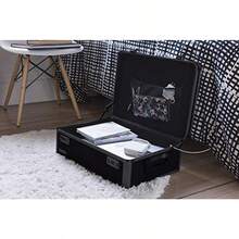 Locking Storage Chest With Dual Combination Lock-Small Lock Box For Laptops, Tablets And Valuables, Lockable Storage Box With Code, Keyless Lockbox Fo - Black On Black - View 2