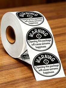 1 Roll Creative Funny Style Round Seal Stickers, Self-Adhesive Happy Reminder Labels, Suitable For Express Packages, Gift Boxes, Envelopes Sealing And Decoration - One Size Fits All - View 4