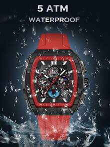 Top Brand Luxury Men's Watch Sport Type Multi Functional Waterproof Fashion Moon Sun Star Design Quartz Watch Digital Stylish Casual OFNS 1203 - Black - View 9