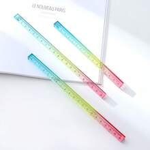 Colored Straight Ruler Cube Geometry Drawing Two-In-One Tool Math Learning Stationery Set Drawing Measuring Stationery Math Teaching Aids Multifunctional Plastic Geometric Solids - A - View 3