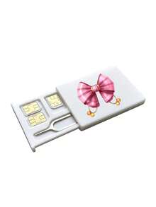 Bowknot 2D Printed Card Holder, SIM Card Pin Slot, Comes With SIM Card Pin. Cherry Printed Portable SIM Card Storage Box, Phone Card Holder, SIM Card And SD Card Storage Box, Travel Storage Box, Compact And Lightweight, Anti-Loss And Durable, Anti-Drop And Durable, Suitable For Smartphones, Tablets And Other Devices, Can Store SIM Card/SIM Card Pin, Ideal Choice For Storing Backup SIM Card When Changing Phone Number. Back To School Season, Graduation Season, Teacher's Day, Birthday Gift - Multicolor - View 15