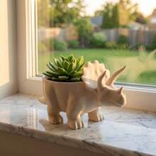 1PC Cute 3D Printed Dinosaur Flowerpot Decoration Desktop Decor Mini Flower Pot Potted Plant Plant Planting Container Balcony - A - View 4