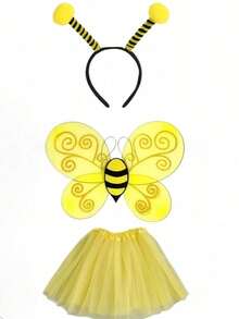 Halloween 3-Piece Cute Bee Costume Set: Tulle Skirt + Headband + Bee Wings, Suitable For Carnival, Holiday, Party And Cosplay, Halloween Cosplay - Multicolor - View 11