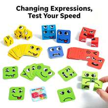Face-Changing Expression Fun Cube Desktop Family Game, Early Education Intelligence Building Blocks, Up To 4 Players, Random Multiple Expressions, Facial Change Cube Blocks, Facial Expression Puzzle Game - Multicolor - View 2