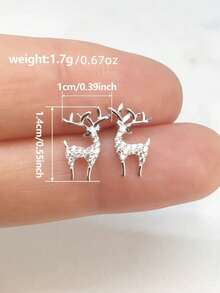 1 Pair Charming Cubic Zirconia Stud Earrings, Women's Christmas Party Accessory Gift - Silver - View 4