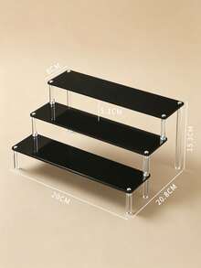 Black Glossy Mirror Acrylic Tiered Display Stand, Transparent Cylindrical Support Desktop Storage Rack, Suitable For Figurines, Cosmetics, Jewelry, Perfume Storage, Bedroom Room Decor, Halloween Display Stand, Practical Storage Supplies - Multicolor - View 8