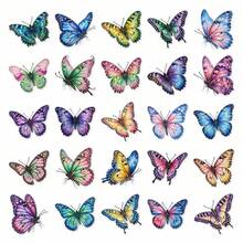 Cute Rainbow Watercolor Butterfly Sticker Pack 50Pcs, Waterproof Pastel Bug Vinyl Stickers For Back To School Journal, Notebook & DIY Craft Projects, PET Transparent Stickers - Multicolor - View 9