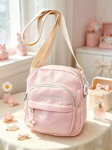 Sweet Girl Mini Crossbody Bag, Soft Color Nylon Mini Shoulder Bag With Star Pendant, Lightweight Multi-Pocket Phone Crossbody Bag, Suitable For Daily Outings, School And Shopping - Multicolor - View 8
