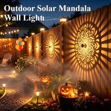 Solar Mandala Pattern Projection LED Wall Light, 1/2pcs Outdoor Solar Decorative Light With Switch And Ni-MH Rechargeable Battery, Waterproof Landscape Light For Yard, Patio, Stairs, Holiday Party Decoration - Outdoor Projector Light - View 2