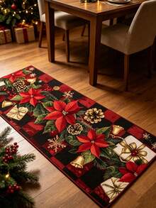 1pc Christmas Theme Hallway Runner Rug, Printed Design Christmas Decor Living Room Floor Mat, Bathroom Floor Mat Perfect For Bedroom Balcony Decor Mat, Hallway Runner Rug, Carpet, Runner Rug, Area Rug, Mat, Home Decor - Multicolor - View 3