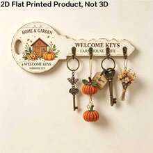 2D Flat Vintage Key Hook Rack – Cozy Home Key Storage Hook, Wall Mounted Entryway Organizer, Rustic Bronze Finish, Heavy Duty Hanger For Keys, Hats, Bags, Small Items, Vintage Wooden Wall Decor For Hallway, Farmhouse Housewarming Gift - Multicolor - View 3