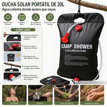 Portable 20L Solar Camping Shower Bag, Foldable Black PVC Shower With Shower Head And Hose, 5 Gallon Capacity For Hiking And Outdoor Use - Black - View 4