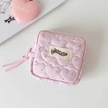 1pc Women's Coin Purse - Polka Dot Heart Mini Square Coin Purse, Korean Style Makeup Bag, Sanitary Napkin Storage Bag, Multiple Colors Available, Portable Cosmetic Storage Bag, Slot Compartment Design Suitable For Travel, Vacation, Home Use, Perfect Gift - Multicolor - View 8