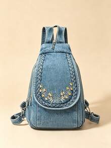 Fashionable Multifunctional Women's Crossbody Bag, Soft Chest Bag, Small Backpack, Summer 2026 - Baby Blue - View 1