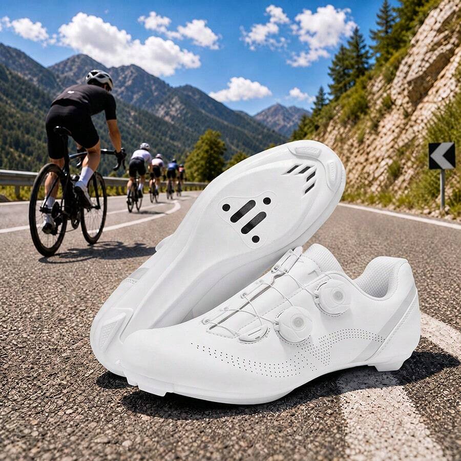 Professional Men's Road Cycling Shoes, Flat Sole Speed Sports Shoes For Road Bike Cycling - White - View 1