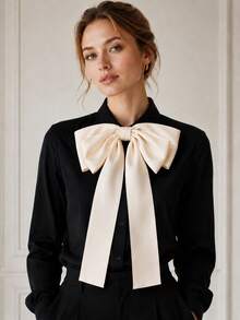 1pc Fashion Casual Versatile Women's Minimalist Solid Color Oversized Bowknot, Suitable For Banquet And Party Matching - Multicolor - View 10