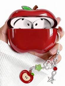 Luxury 3D Cute Leaves Headphones Case Compatible With AirPods Pro 2 Pro 3 With Charm Shell Soft Compatible With AirPods 4 - Red - View 2