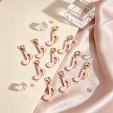 10PCS Pink Hollow Heart & Musical Note Enamel Keychain Pendants, Suitable For Bags, Wallets, Keys, Gifts For Women, Girls, Valentine's Day, Birthday, Thanksgiving, Christmas - 10PCS Musical Note Design - View 1