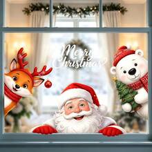 1/3pcs Reusable Adorable Santa Claus Window Decals, Double-Sided PVC Static Adhesive Glass Stickers, Suitable For Homes, Shops, Classrooms, And More - Multicolor - View 4