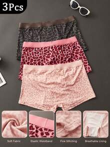 HIALEGION 3pcs Pack Men's Leopard Print Minimalist Comfortable Boxer Briefs - Multicolor - View 2