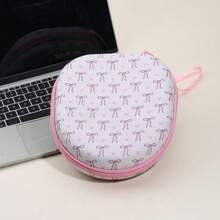 Leopard Print Pink Earphone Storage Bag And Protective Case, Hard Shell Storage Box, Soft Lining, Mesh Pocket, Portable Travel Storage Box, Compatible With Apple Earphones - Multicolor - View 13
