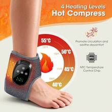Electric Foot Massager Heated Vibration Cordless Ankle Wrap Portable Leg Care Relaxation Pad For Home Office Women Seniors - View 6
