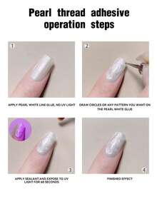 AiFer 1 Pc 15ml Pearl White Shimmer Gel Nail Polish Can Be Used With Different Background Colors To Make Threaded Nails - White - View 9