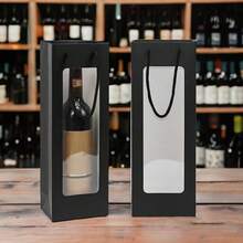 4/6pcs Wine Gift Bags With Handles, Transparent Window Kraft Paper Material, Visible Design, Single Bottle Wine Gift Packaging Bag, 3 Colors Available, Suitable For Weddings, Anniversaries, Banquets And Party Occasions, Gift Wrapping Bag - One Size - View 10