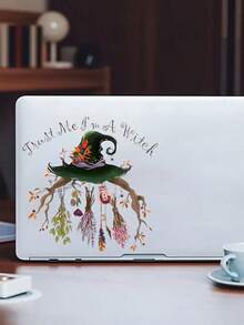 1pc Witch Hat And Broom Decoration Sticker, Vinyl Sticker - Durable, Easy To Apply Decor, Suitable For Cars, Laptops, Refrigerators, Tables, Water Bottles, Suitable For Various Surface Decoration - D - View 3