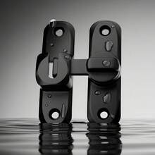 1pc Heavy Duty Security Anti-Theft Door Lock Handle, Commercial/Residential Grade Security Bolt Lock Anti-Pry Lock, With Adjustable Sliding Bolt 90°/180°, Anti-Pry Lock Latch, Includes Screws, Manual Operation, Reinforced Durable Structure - Black [90°/180° Universal] (Double-sided Adhesive) - View 5