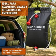 Portable 20L Solar Camping Shower Bag, Foldable Black PVC Shower With Shower Head And Hose, 5 Gallon Capacity For Hiking And Outdoor Use - Black - View 8