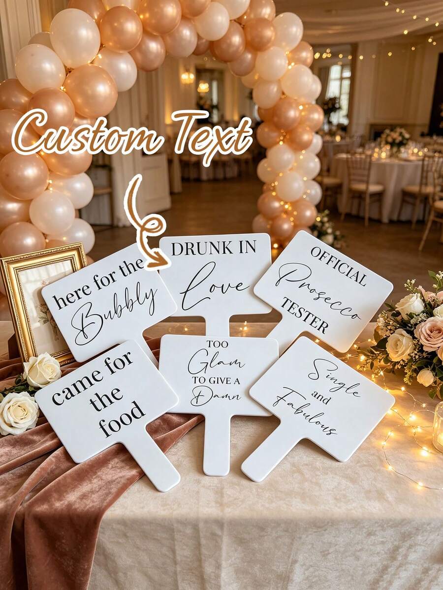 Custom Wedding Photo Booth Props, Fun Wedding Party Handheld Photo Signs, Bachelorette Party Bride Shower Photo Props, Reusable Wedding Reception Decoration Selfie Signs - Multicolor - View 1