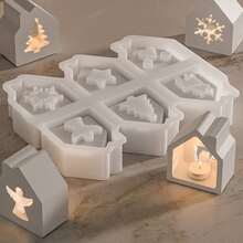 SILIKE LUFEI DIY 6-Piece Silicone Mold For Atmosphere House, Reindeer, Snowflake, Five-Pointed Star, Angel House, Plaster And Resin Casting - Christmas Molds - View 3