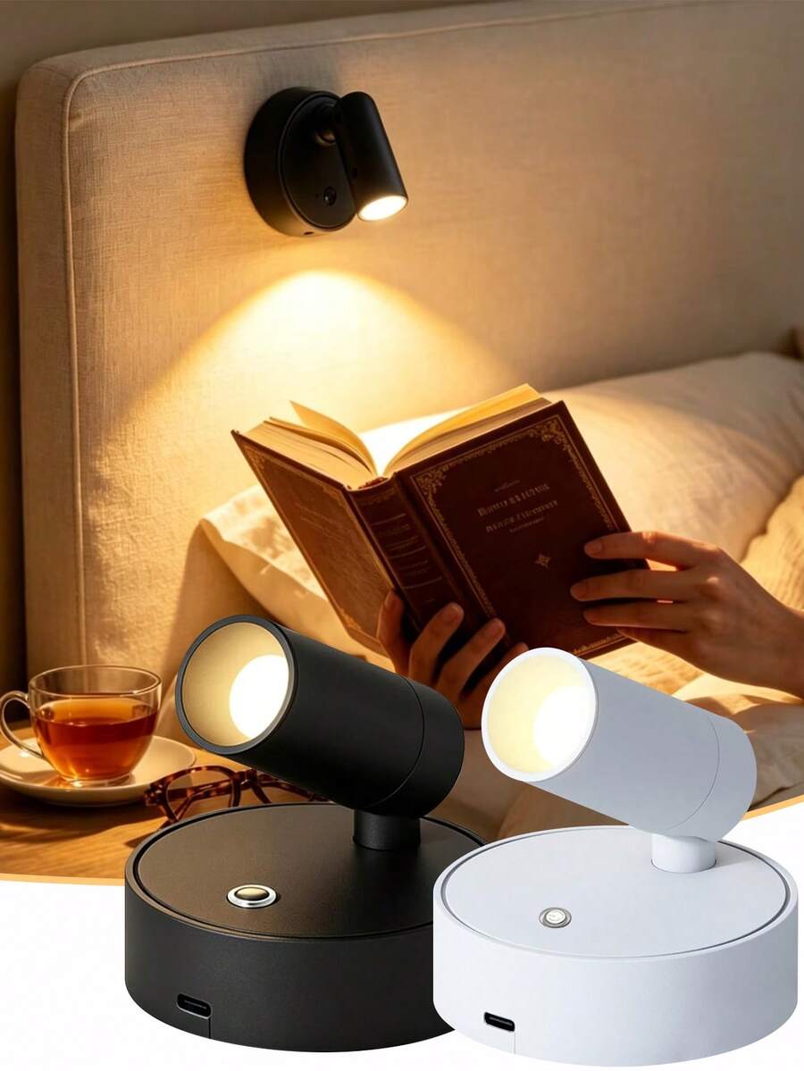 1個充電式觸控調光聚光燈,無線磁吸LED壁燈,免鑽孔小夜燈,3色調光,亮度無級調節,適用於臥室、床頭伴讀燈、客廳、房間裝飾、居家裝飾照明 - 彩色 - 查看 1