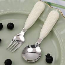 1pc/2pcs Creative Corn-Shaped Handle 304 Stainless Steel Spoon & Fork Set, Reusable Home Dessert Spoon And Salad Small Fork, Suitable For Salad, Ice Cream, Cake, Dessert And Fruit Elegant Small Tableware - View 7