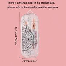 Transparent Case / 7-Piece Compass Set - Includes A Protractor And Straight Ruler For Precise Geometric Drafting, As Well As Set Squares And A Complete Stationery Kit.Multifunctional Exam And Study Stationery Bag. Back To School. - A - View 8