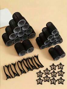 19pcs/Set Fluffy Hair Curler Set, Includes Self-Adhesive Hair Rollers And No-Crease Clips, Slouchy Styling - Suitable For Women And Girls, Daily Styling. Time-Saving And Effortless - Multicolor - View 21