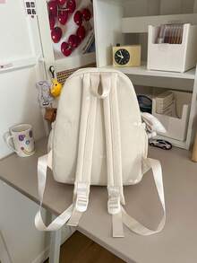 1pc Mini Butterfly Embroidered Backpack, Casual Campus Style Multi-Compartment Multi-Zipper Pocket Daily Bag, Suitable For School Commute And Daily Outings - Multicolor - View 6