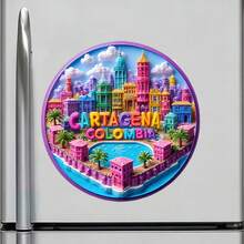 Cartagena Colombia Rainbow Colonial Streets And Palm-Laced Shores Where The Caribbean Sings In Vivid Colors Keepsake For All Metal Surfaces Throughout The Home - A - View 2