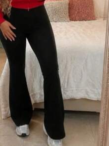 Women Pants - Black Wide-leg Pants - View 5