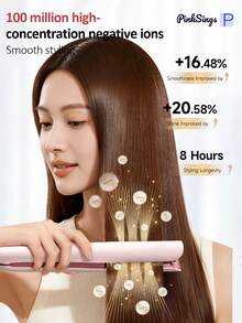 PinkSings Mini Size Steam Hair Straightener, 2-In-1 Cold Mist Hydrating Straightener & Curler, Anti-Frizz Hair Care With Less Damage - Pink - View 7