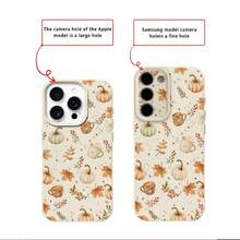 1pc TPU Material Warm Autumn Healing Pumpkin Maple Leaf Coffee Pattern Phone Case Compatible With IPhone 17 Pro Max/17/16 Pro Max/15/13/12/11/ S20 FE/A15/S24/A55/ Note 11/Note 12/Note 13 Pro Full Coverage Anti-Drop Soft Shell Phone Protective Cover - White - View 8
