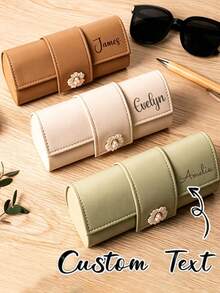 Custom Name Personalized Pu Leather Eyeglass Case, Suitable For Women's Glasses & Fashion Glasses, Custom Name/Text/, Bridesmaid Gift, -Friendly Cover With Elegant For Eyewear Storage Box - Multicolor - View 2