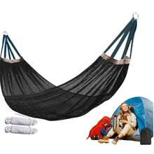 Ultra‑Breathable Mesh Hammock, 260*130cm Oversized Ice Silk Swing Bed, Portable Quick‑Drying Hammock With Storage Bag & 2 Hanging Ropes For Outdoor Camping Garden Patio Beach Backyard - A - View 5
